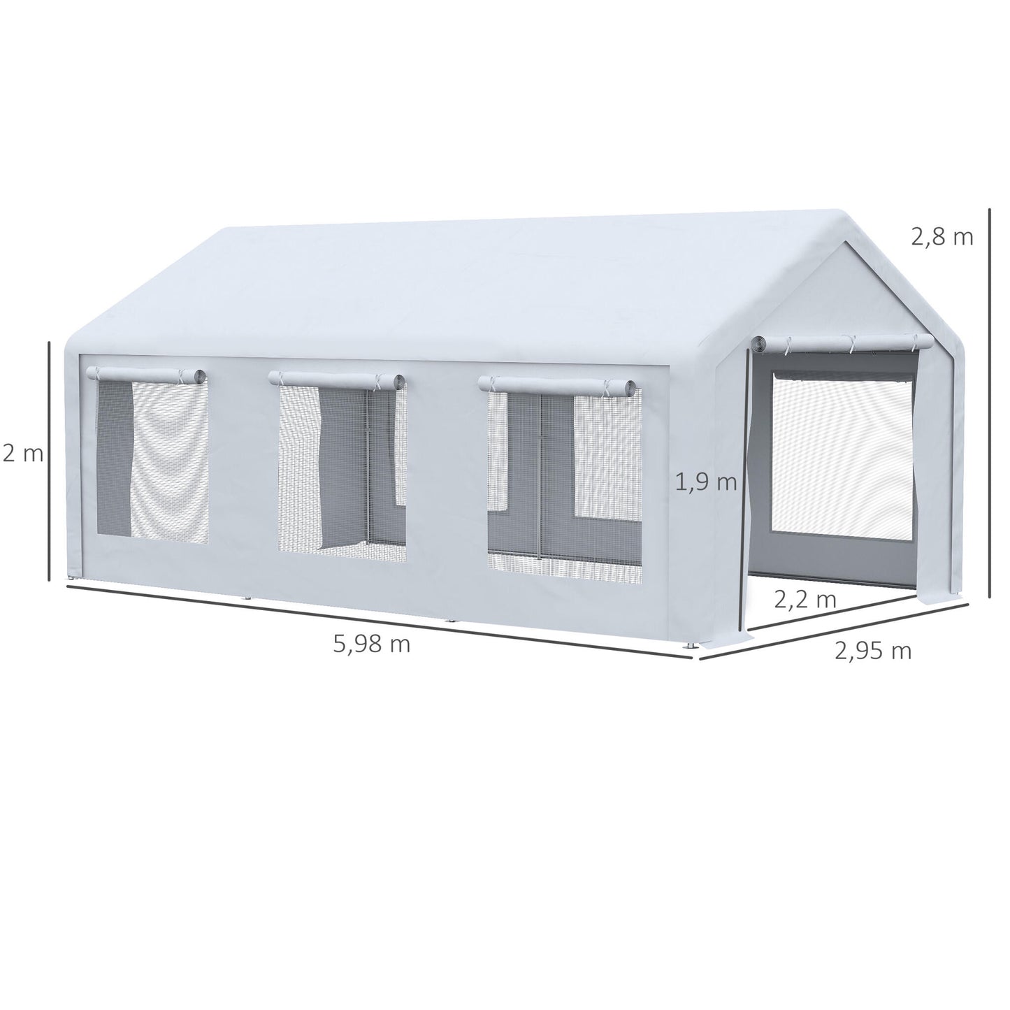 Outsunny Carpa Para Fiestas 6x3m Con 2 Paredes Extraíbles 6 Ventanas Cremalleras_2