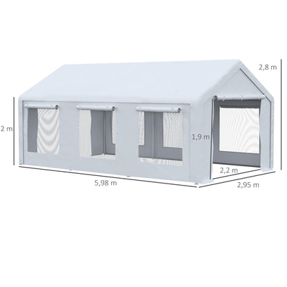 Outsunny Carpa Para Fiestas 6x3m Con 2 Paredes Extraíbles 6 Ventanas Cremalleras_2