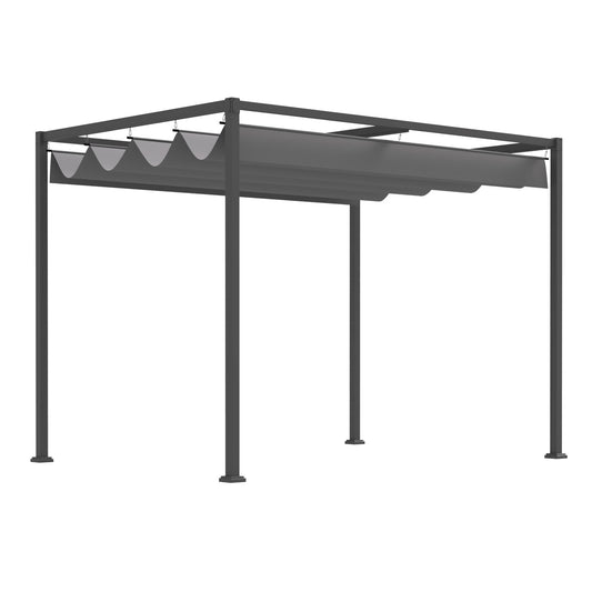 Outsunny Pérgola 3x2 M Cenador Jardín Con Techo Retráctil Poliéster Para Fiestas_0