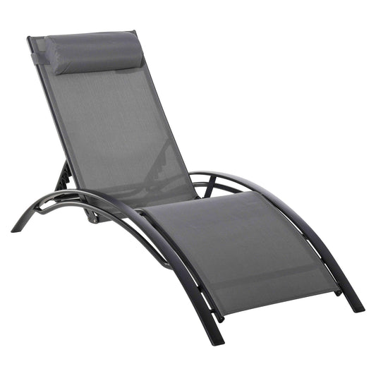 Outsunny Tumbona Reclinable Con Respaldo Ajustable Reposacabezas Extraíble_0