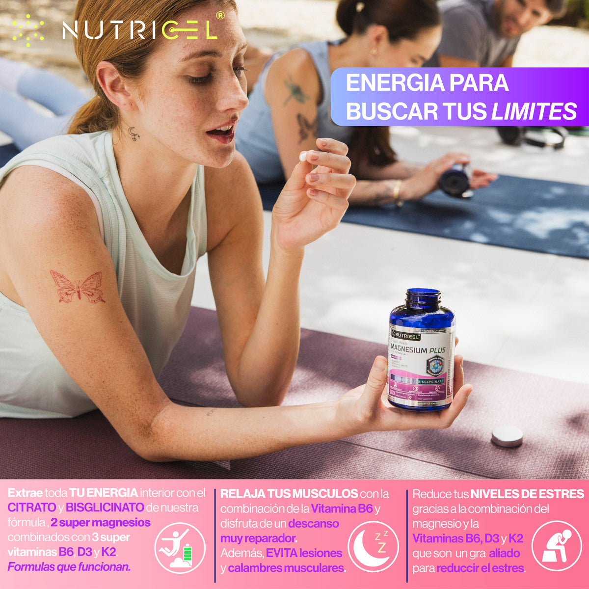 Magnesio Plus Citrato 1577mg + Bisglicinato Nutricel 600mg 180 cápsulas