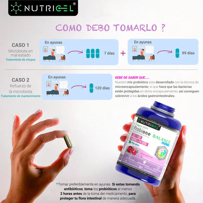 Probione Balance Probióticos y Prebióticos 200 mil M UFC Nutricel 120 cápsulas