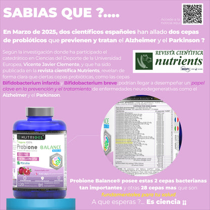 Probione Balance Probióticos y Prebióticos 200 mil M UFC Nutricel 120 cápsulas