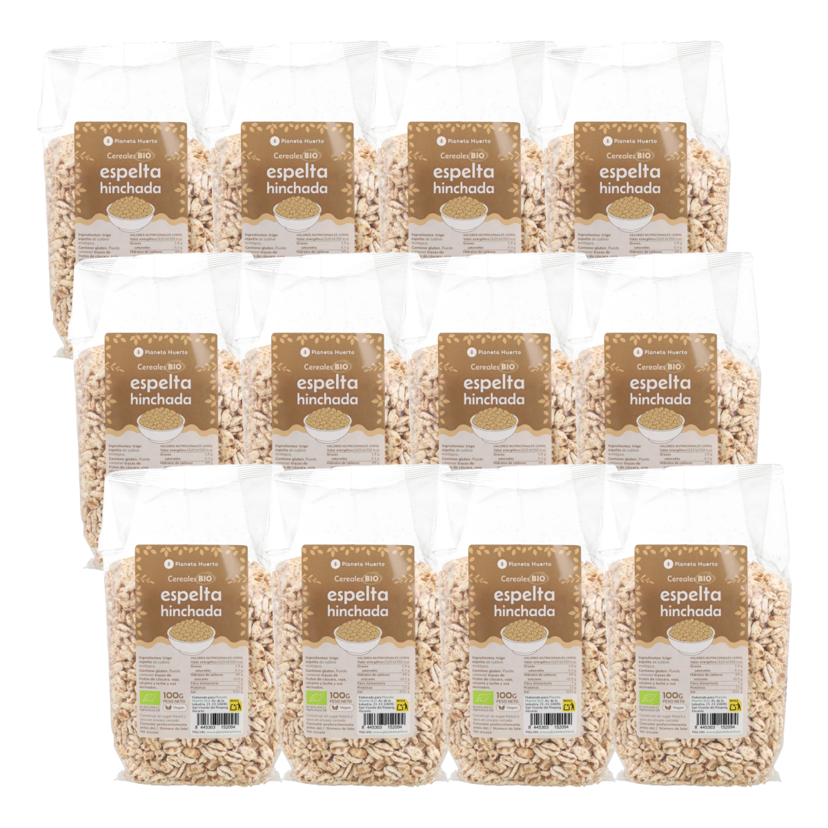 Pack 12x Trigo espelta hinchada ECO Planeta Huerto 100 g