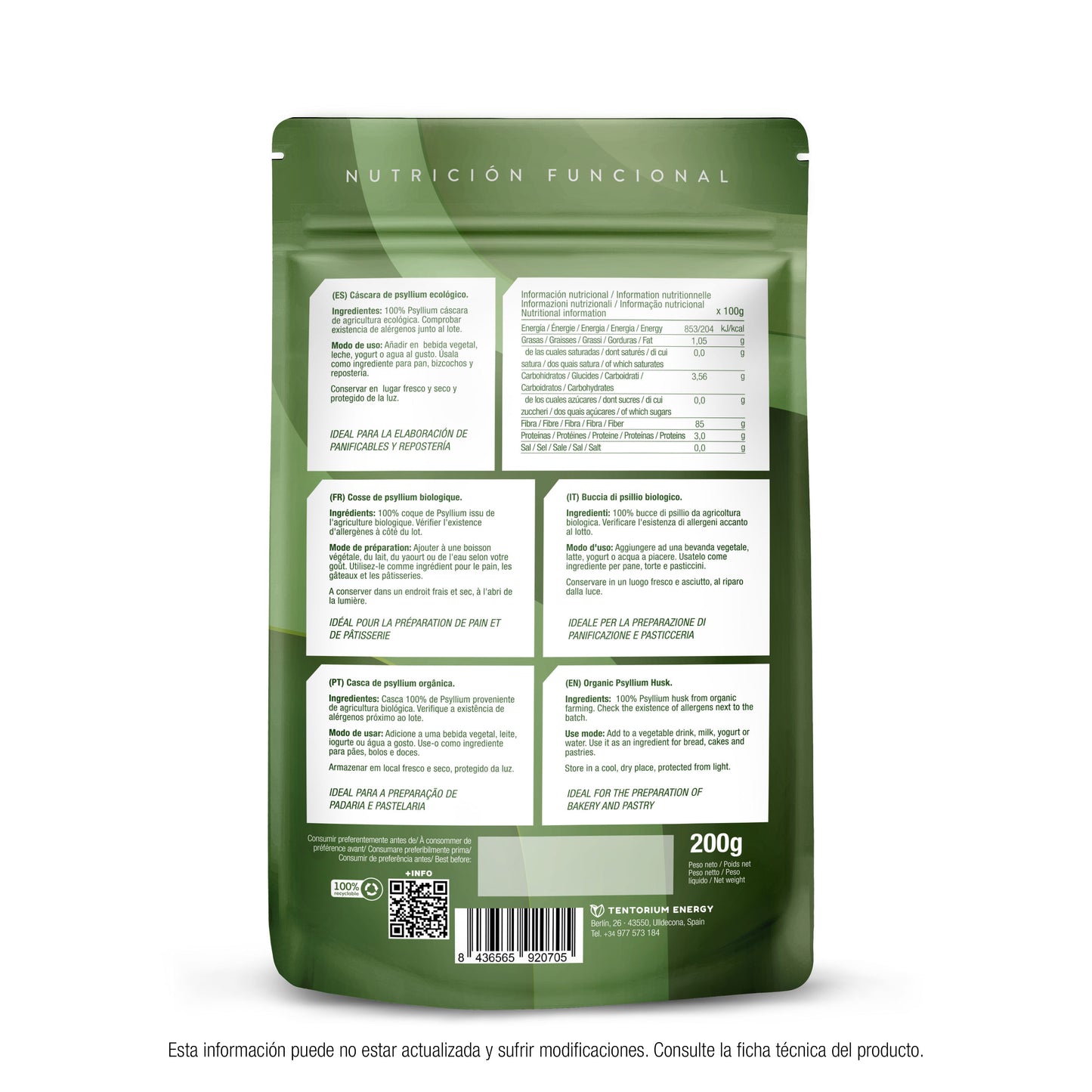 Cáscara de Psyllium Husk ECO Energy Feelings 200 g
