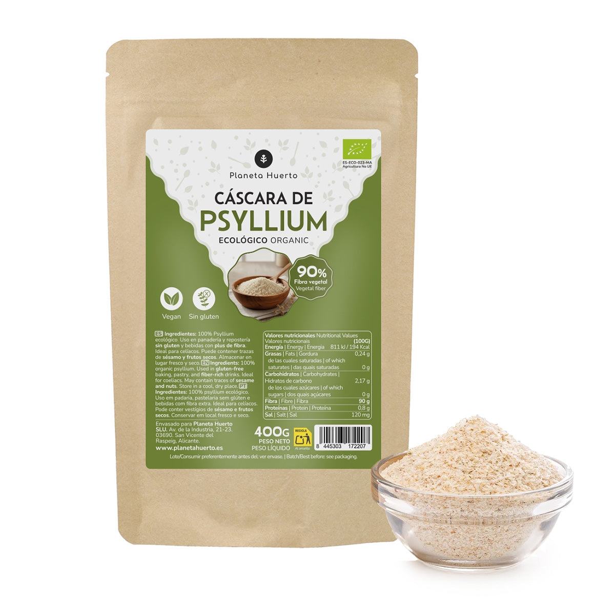 Cáscara de Psyllium Husk ECO Planeta Huerto 400 g