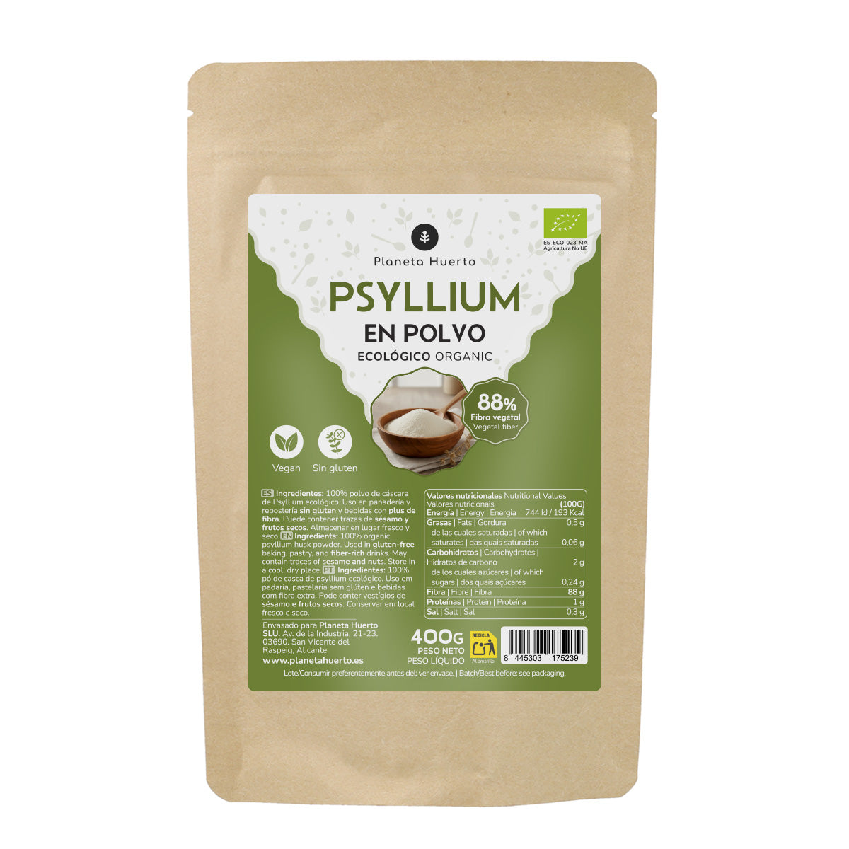 Psyllium en polvo Eco Planeta Huerto 400 g