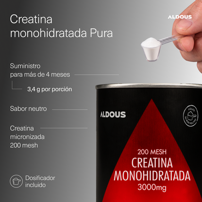 Creatina Monohidratada en Polvo 200 Mesh 500 g Aldous Bio