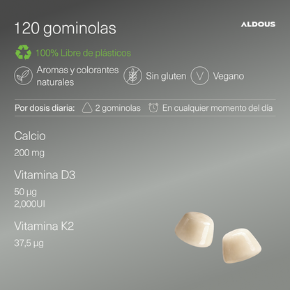 Vitamina D3 K2 + Calcio 120 Gummies Aldous Bio