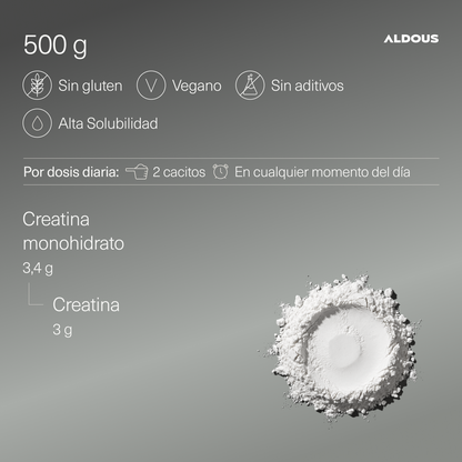Creatina Monohidratada en Polvo 200 Mesh 500 g Aldous Bio
