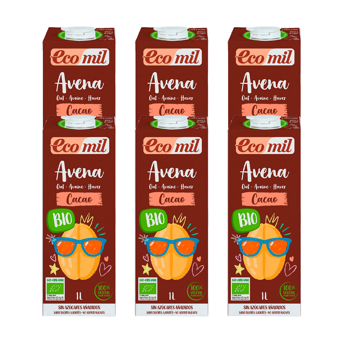 Pack 6 x Bebida de Avena Cacao Bio Ecomil 1 L