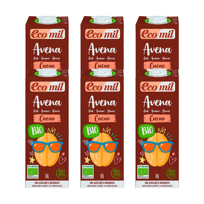 Pack 6 x Bebida de Avena Cacao Bio Ecomil 1 L