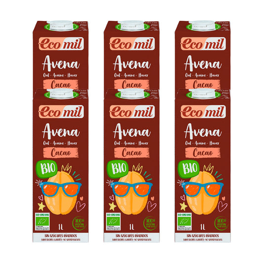 Pack 6 x Bebida de Avena Cacao Bio Ecomil 1 L