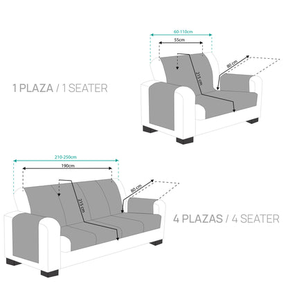 Pack 1 Plaza Y 4 Plazas Protector Funda Sofa. Cubresofa. Chenilla Lisa. Diseño Elite. Color Teja_3