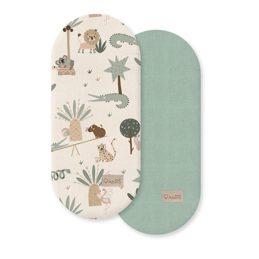 Pack 2 Bajeras Capazo Algodón Satinado Y Muselina Tropic Fun_0