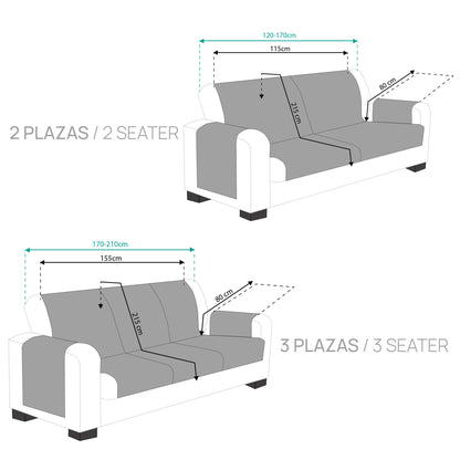 Pack 2 Plazas Y 3 Plazas Protector Funda Sofa. Cubresofa. Chenilla Lisa. Diseño Elite. Color Gris_3