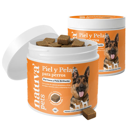 Pack 2x Aceite De Salmón Para Perros. Piel Sana Y Pelo Brillante. Suplementos Mascotas. 240 Masticables. Natuva Pets_0