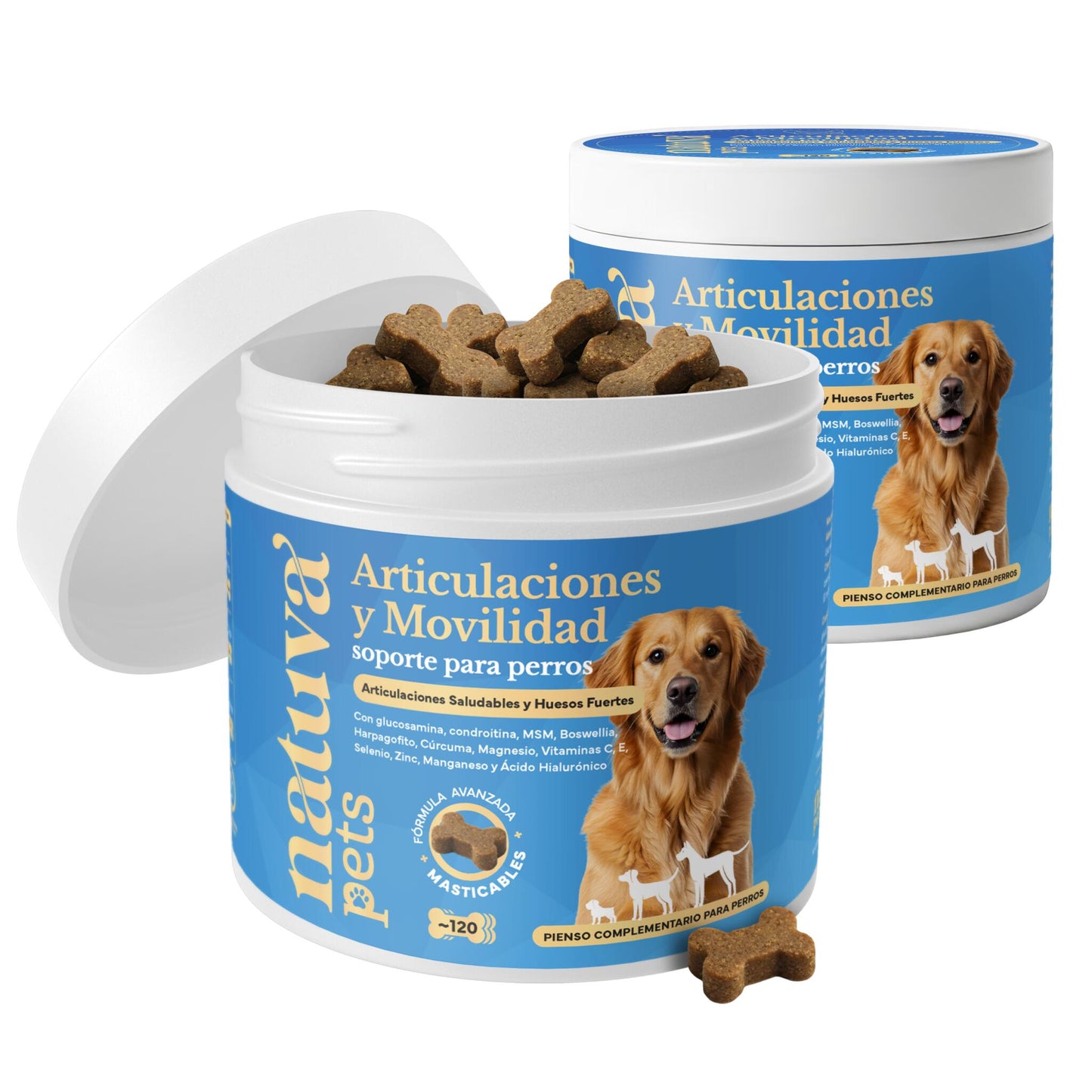 Pack 2x Condroprotector Para Perros. Movilidad Y Articulaciones. Suplementos Mascotas. 240 Masticables. Natuva Pets_0