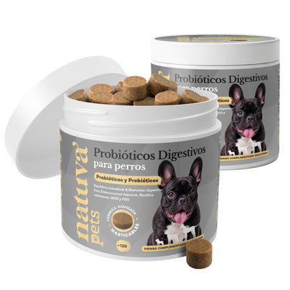 Pack 2x Probiótico Para Perros. Bienestar Digestivo. Suplementos Mascotas. 240 Masticables. Natuva Pets_0