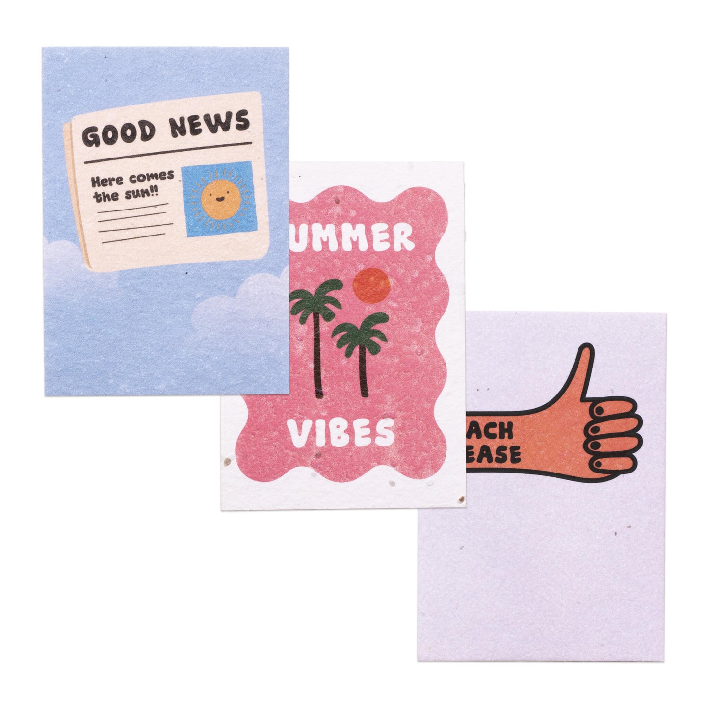 Pack 3 Postales Plantables Summer Vibes Semillas Naturales | Papel de Algodón Reciclado | Regalo Original - Resetea_0
