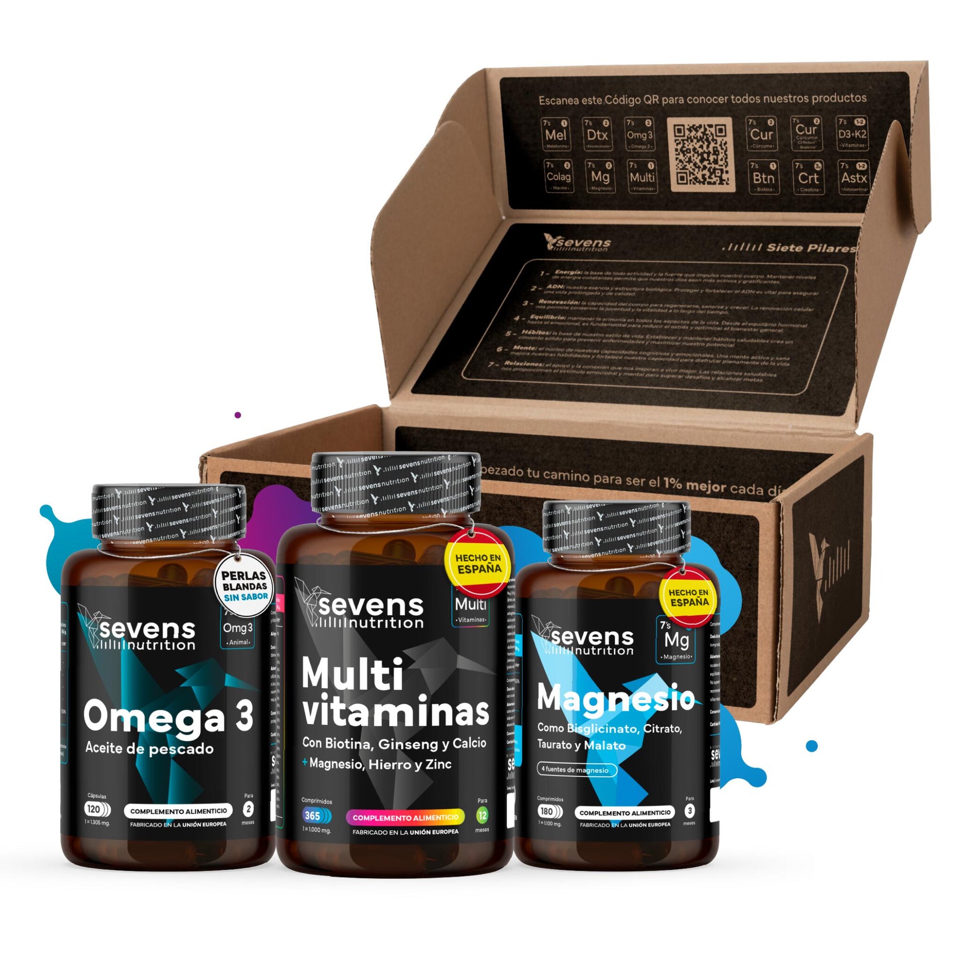 Pack Energía. Con Multivitaminas, Omega 3 Y Magnesio. Sevens Nutrition. Energía y Vitalidad_0