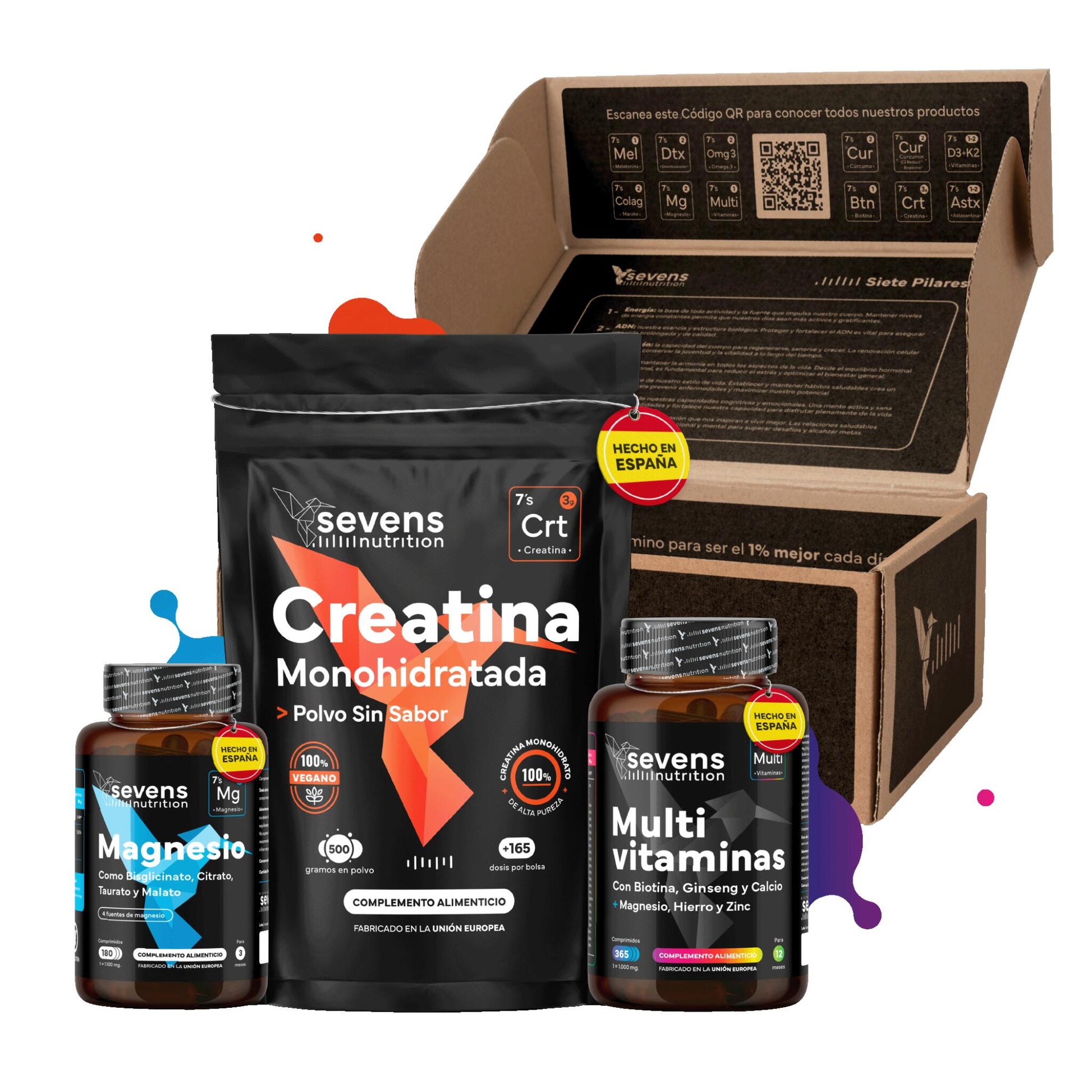 Pack Rendimiento. Con Creatina, Magnesio y Multivitaminas. Sevens Nutrition. Energía y Rendimiento_0