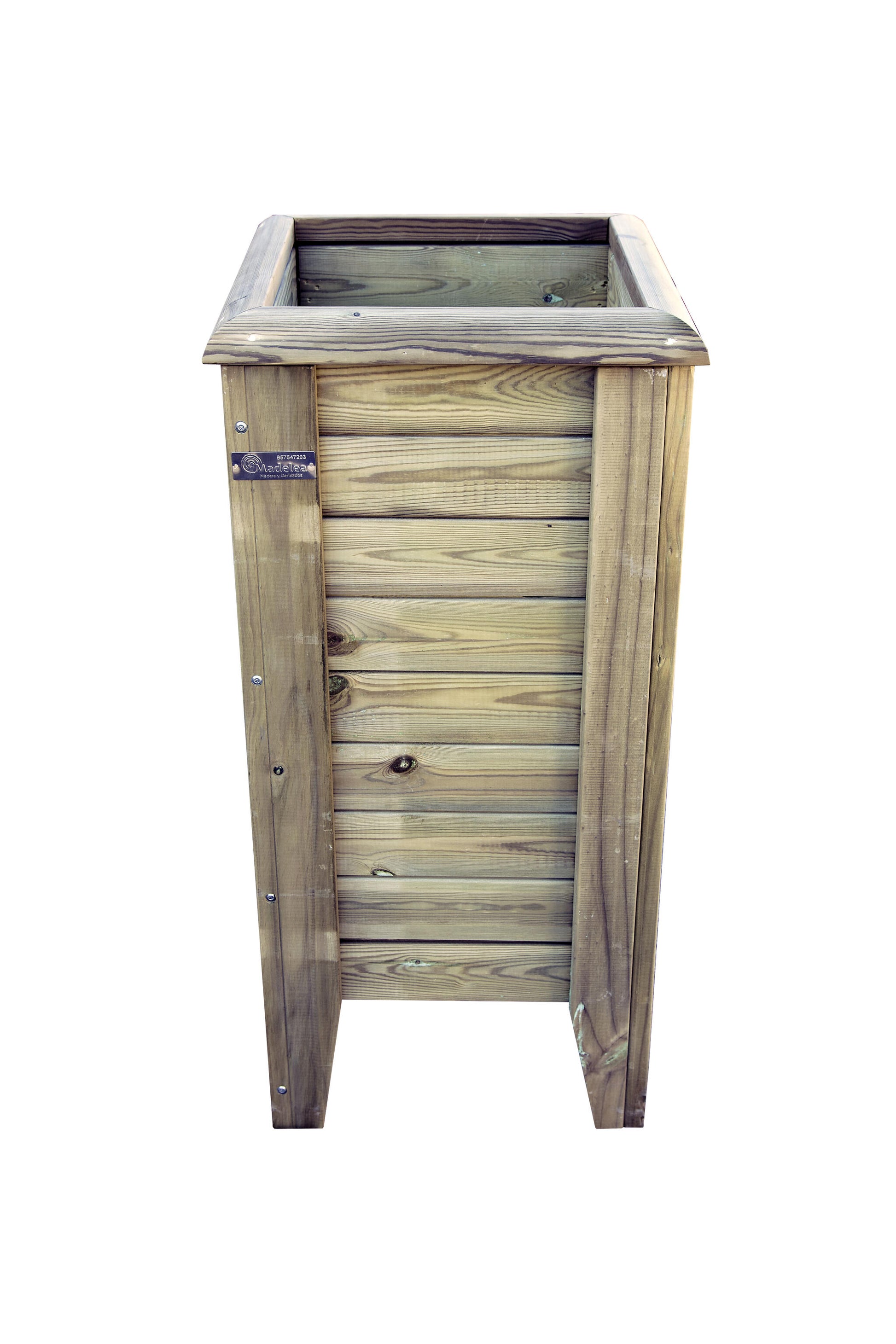Papelera Cuadrada De Madera Tratada Autoclave De 44 X 44 X 100 Cm Para Jardin,terraza Y Exterior_0