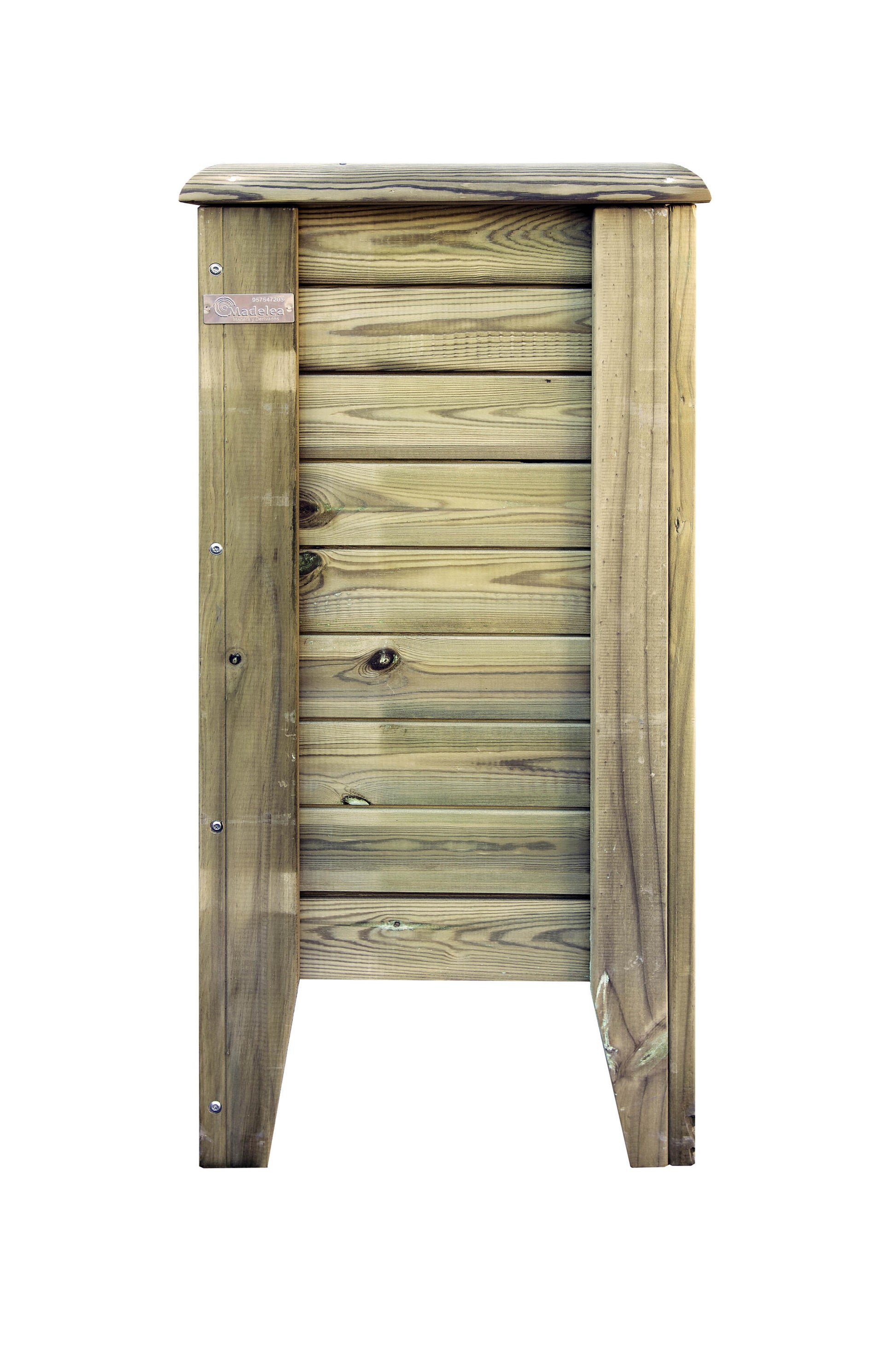 Papelera Cuadrada De Madera Tratada Autoclave De 44 X 44 X 100 Cm Para Jardin,terraza Y Exterior_2