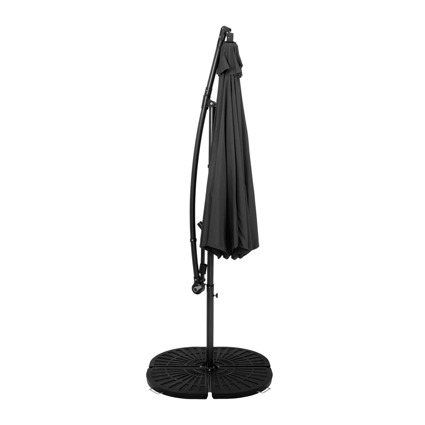 Parasol Excéntrico De 3 M Con Base De Abanico Completo – Gris_1