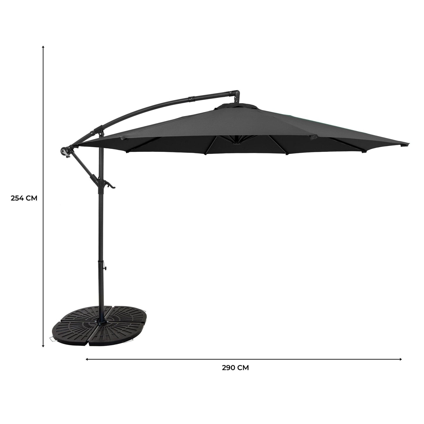Parasol Excéntrico De 3 M Con Base De Abanico Completo – Gris_4