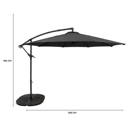 Parasol Excéntrico De 3 M Con Base De Abanico Completo – Gris_4