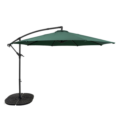 Parasol Excéntrico De 3 M Con Base De Abanico Completo – Verde_0