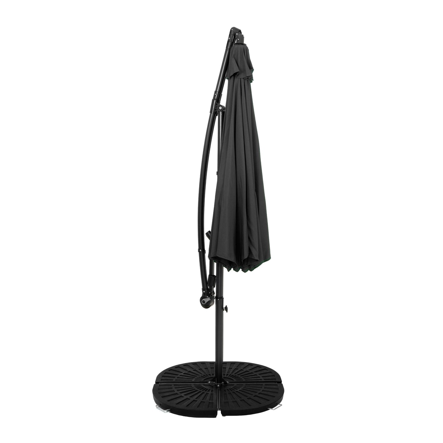 Parasol Excéntrico De 3 M Con Base De Medio Abanico – Gris_1