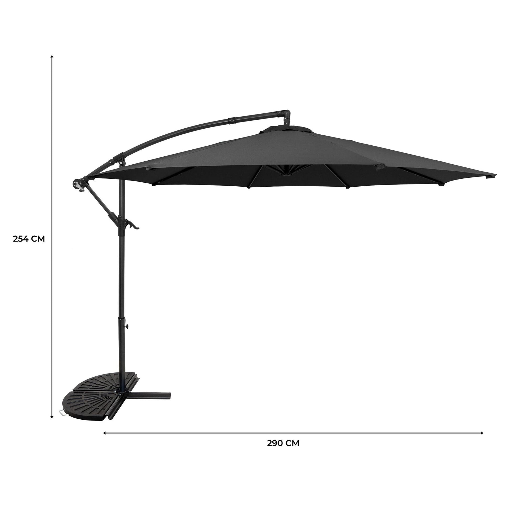 Parasol Excéntrico De 3 M Con Base De Medio Abanico – Gris_4