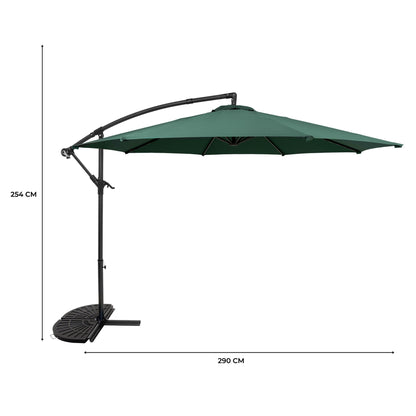 Parasol Excéntrico De 3 M Con Base De Medio Abanico – Verde_4