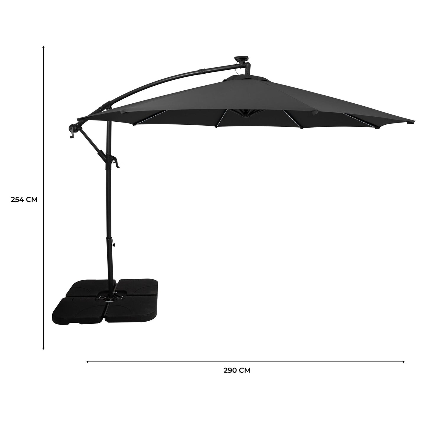 Parasol Excéntrico Led 3 M Con Base Cuadrada – Gris_4