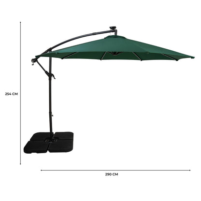 Parasol Excéntrico Led 3 M Con Base Cuadrada – Verde_4