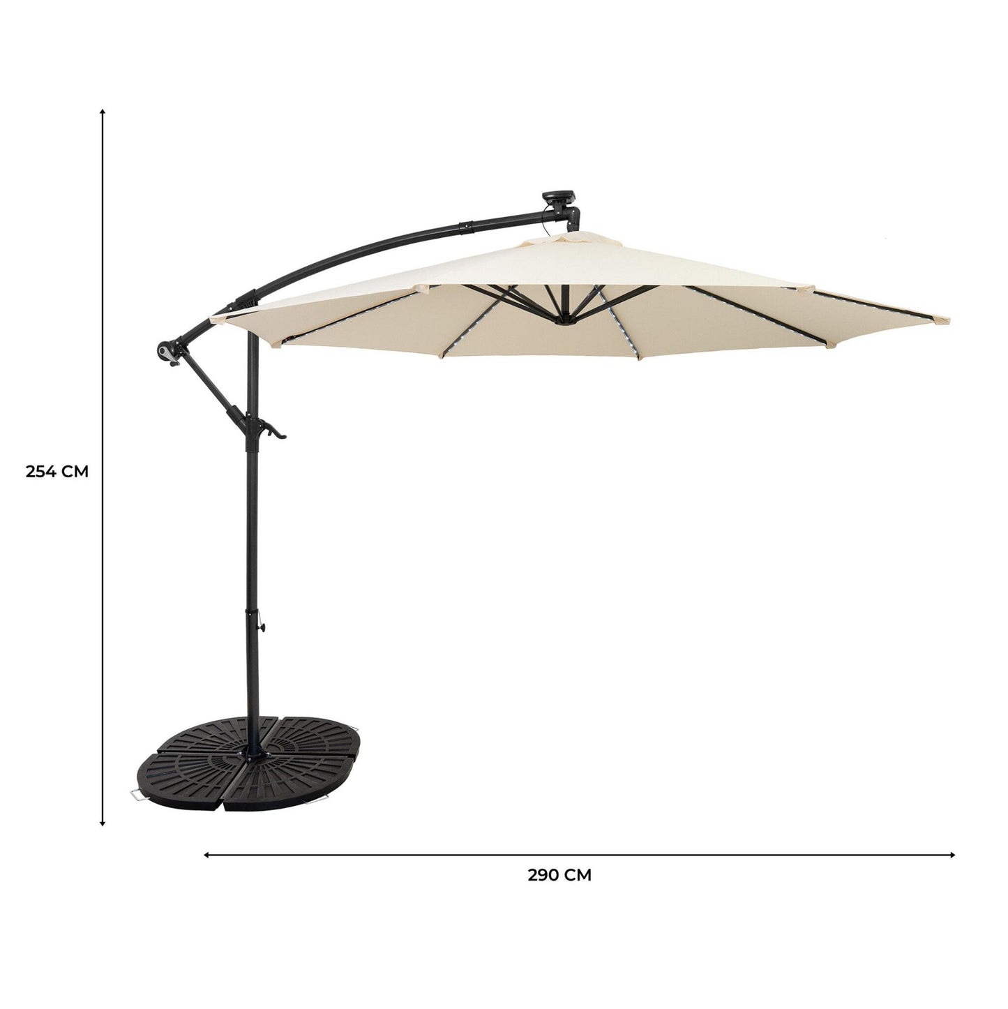 Parasol Excéntrico Led De 3 M Con Base De Abanico Completo – Crema_4
