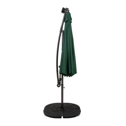 Parasol Excéntrico Led De 3 M Con Base De Abanico Completo – Verde_1