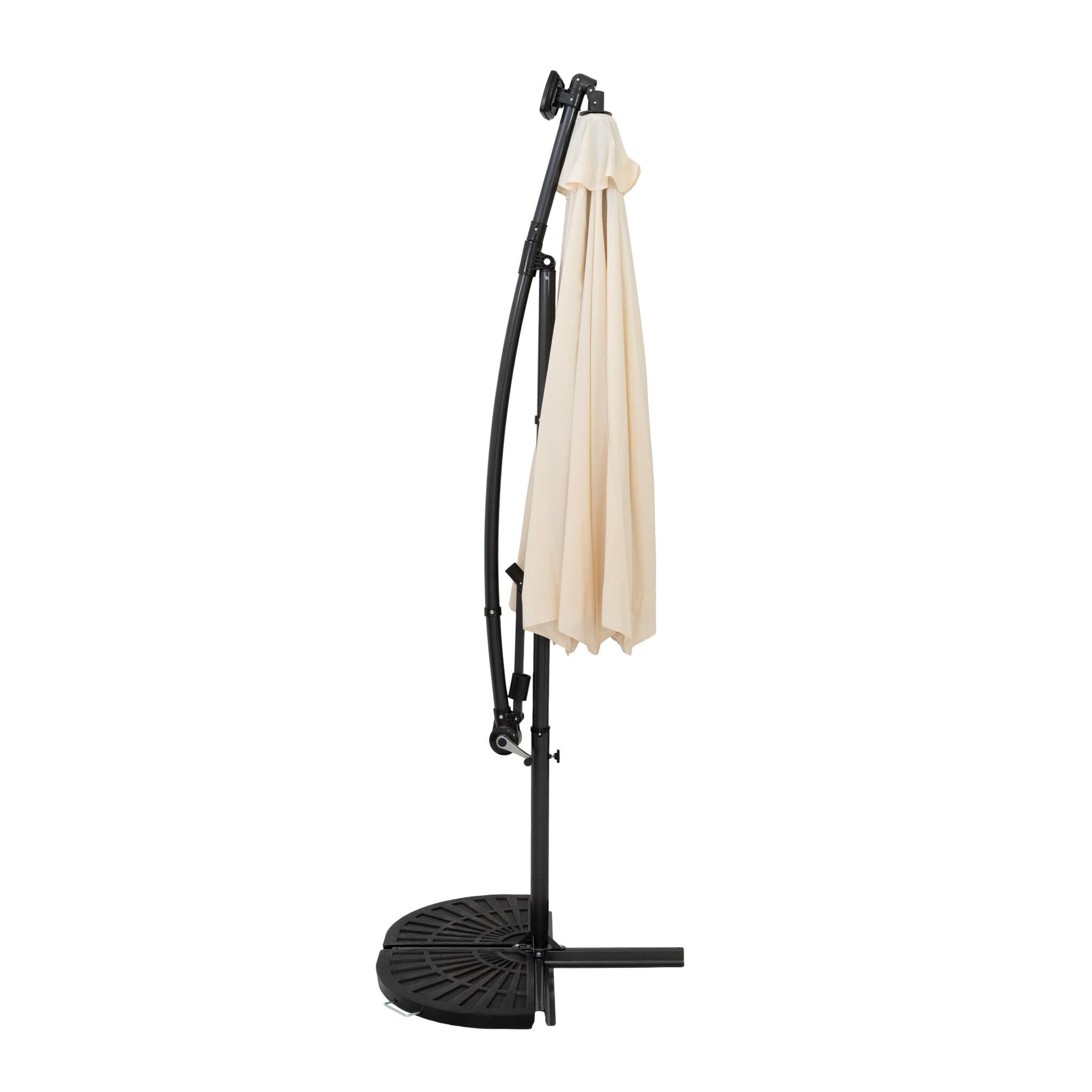 Parasol Excéntrico Led De 3 M Con Base De Medio Abanico – Crema_1