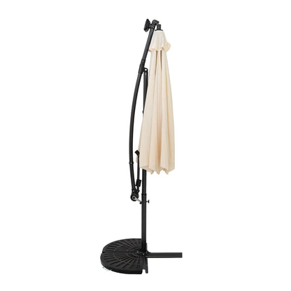 Parasol Excéntrico Led De 3 M Con Base De Medio Abanico – Crema_1