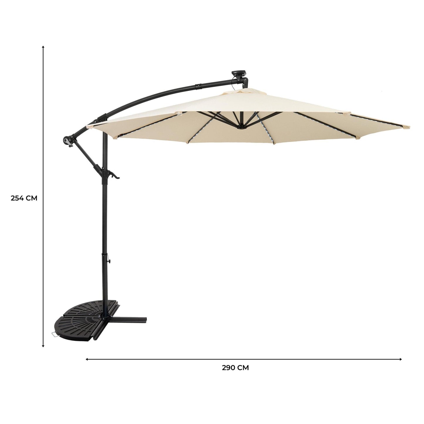 Parasol Excéntrico Led De 3 M Con Base De Medio Abanico – Crema_4