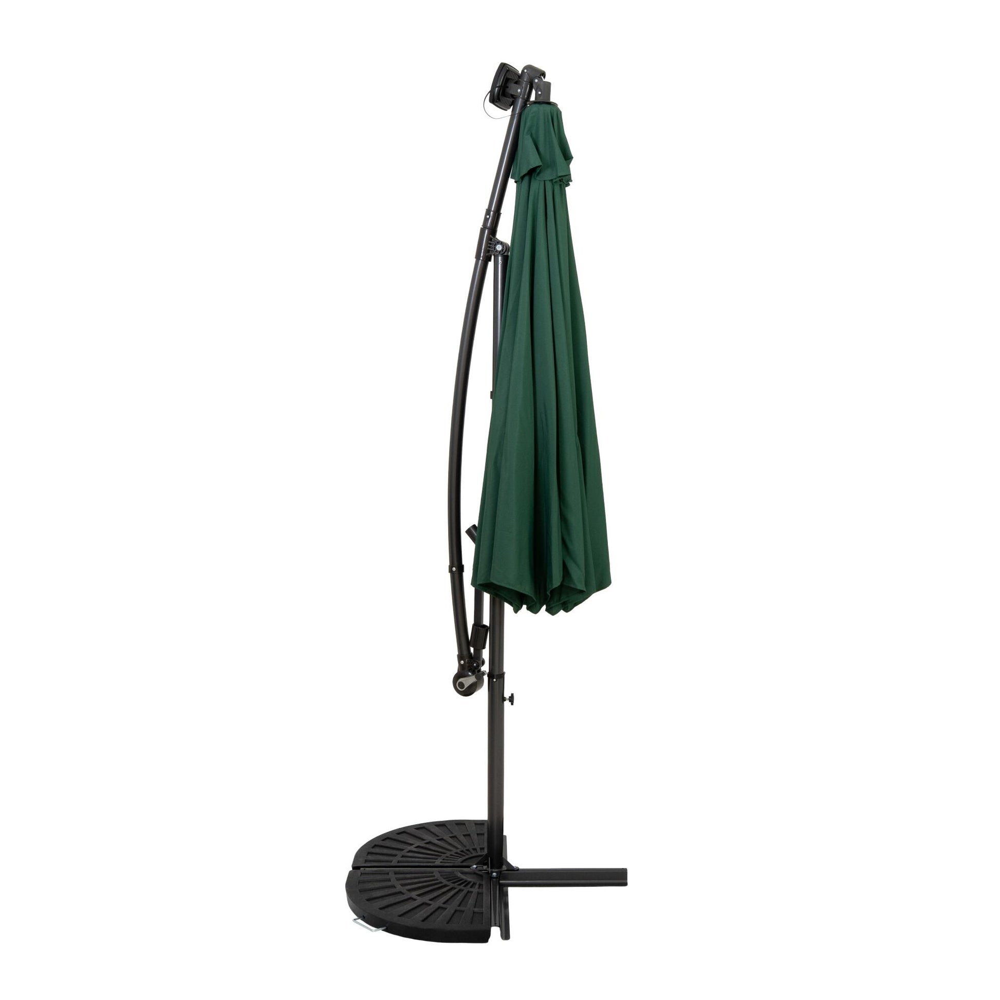 Parasol Excéntrico Led De 3 M Con Base De Medio Abanico – Verde_1