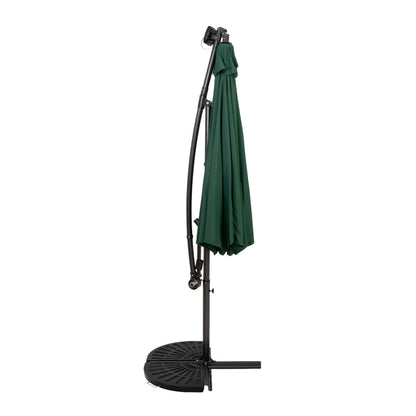 Parasol Excéntrico Led De 3 M Con Base De Medio Abanico – Verde_1