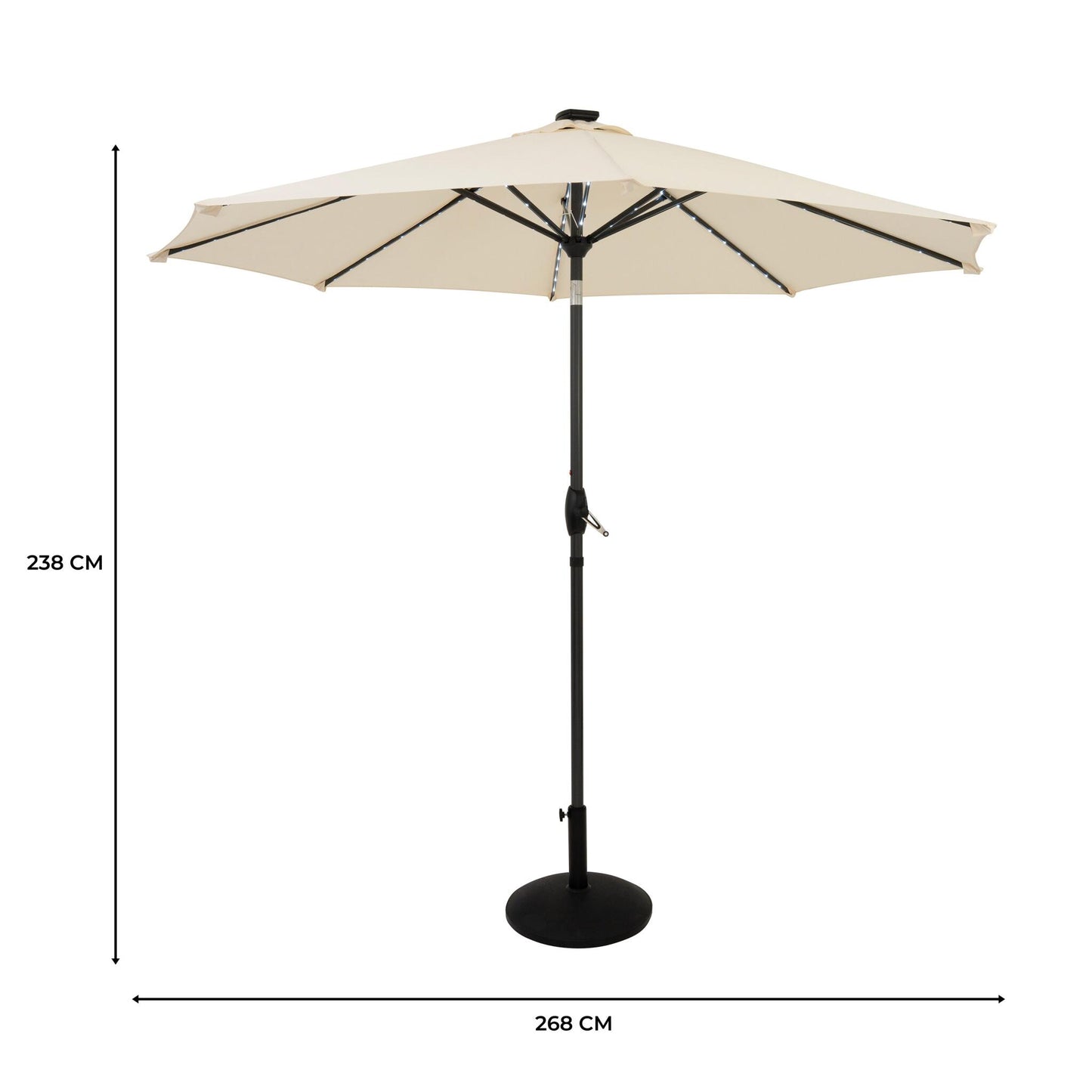 Parasol Led Inclinable 2,7 M Con Base – Crema_4