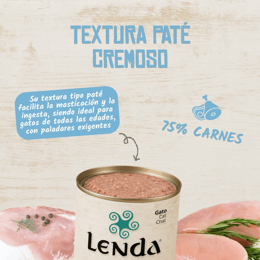 Paté Completo para Gatos de Cerdo con Pavo y Arándanos Lenda 400 g