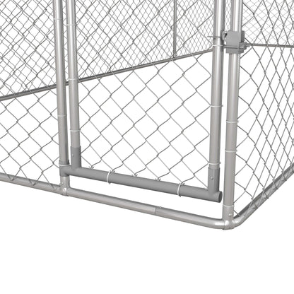 Pawhut Perrera Jaula De Exterior Para Perros Con 1 Puerta 600x230x230 Cm Plata_4