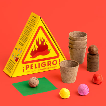 ¡Peligro! Kit Cultivo Pimientos Picantes con 5 Niveles, del Jalapeño al Red Caribbean | Regalo Original Resetea_2