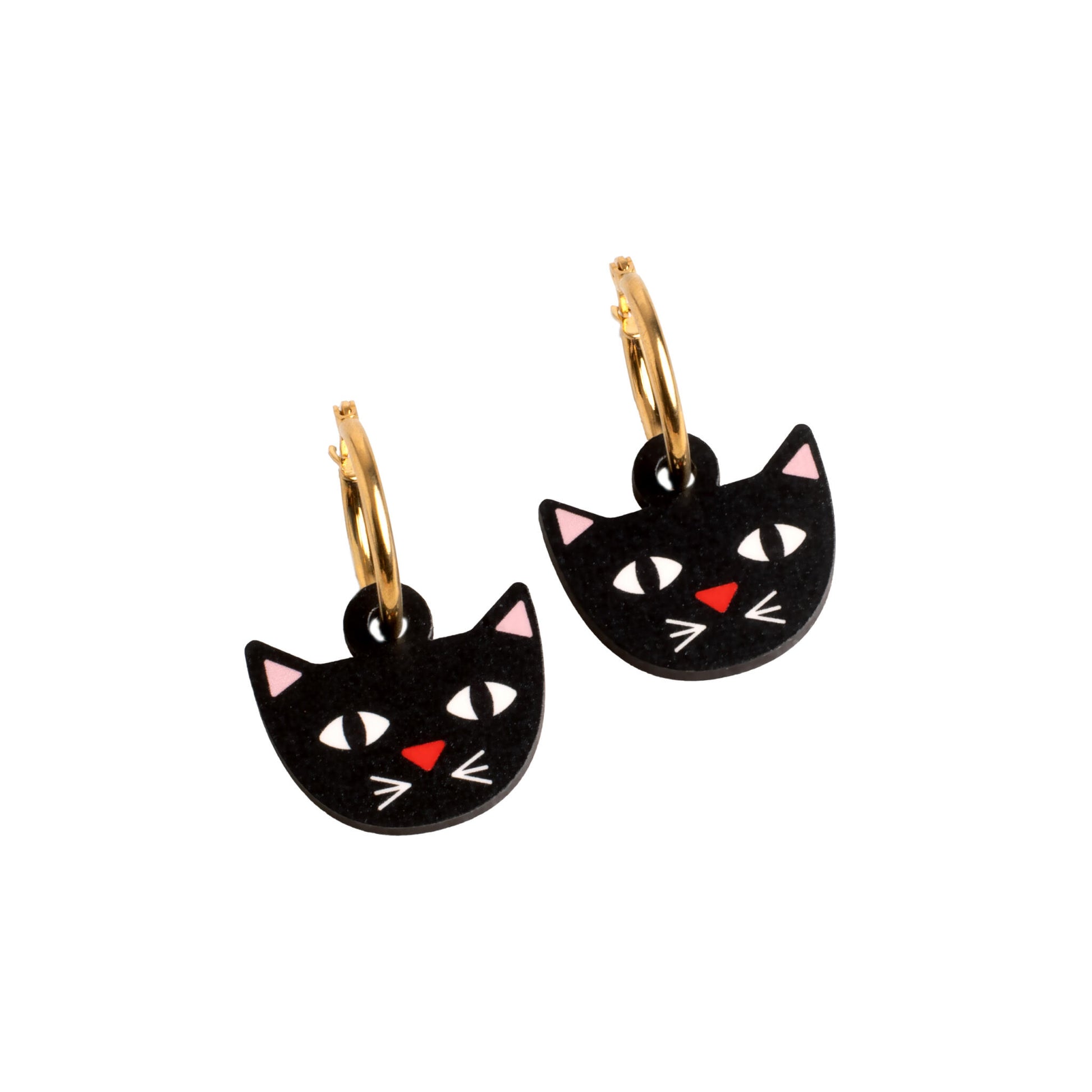 Pendientes Gato - Aro de Acero Quirúrgico y Bañado en Oro de 18k - Nature Vibes_0