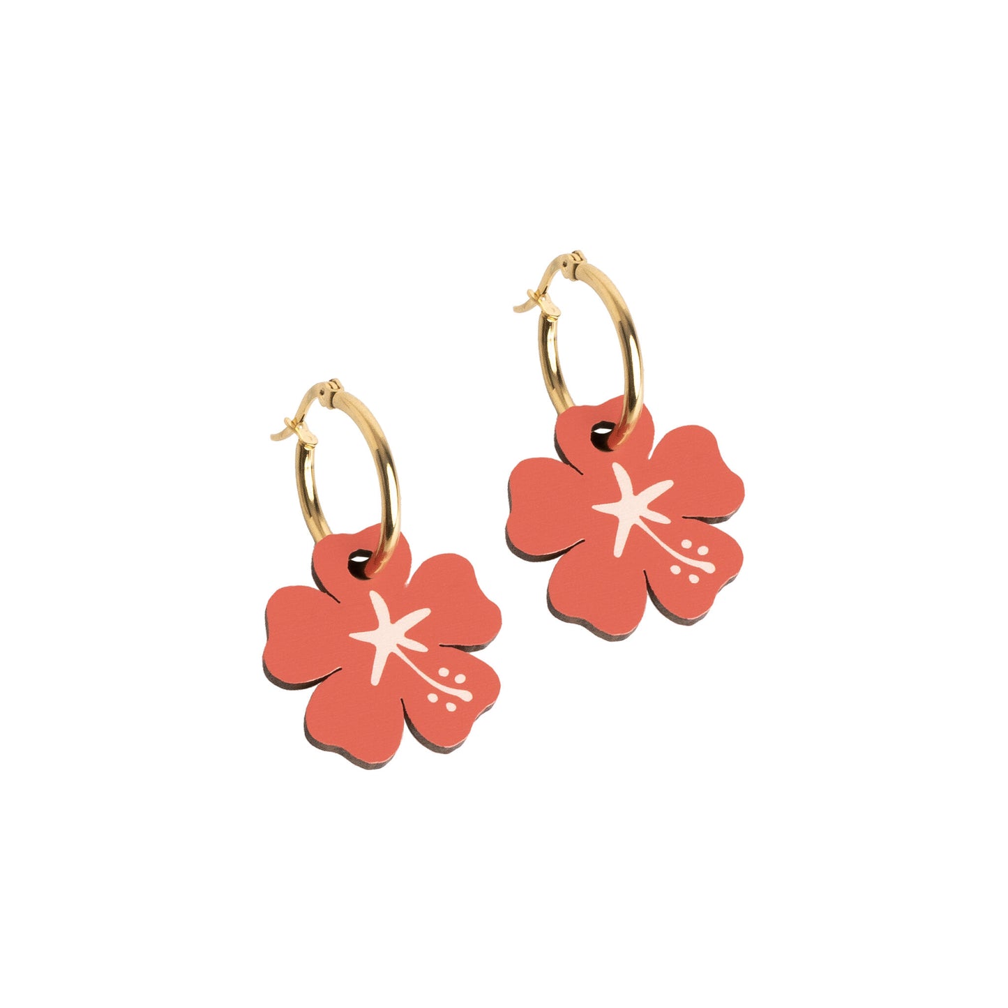 Pendientes Hibisco Nature Vibes - Acero Quirúrgico y Baño de Oro 18k - Resetea_0